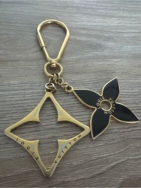 Louis Vuitton Gold and Black Monogram Flower Key Holder Charm